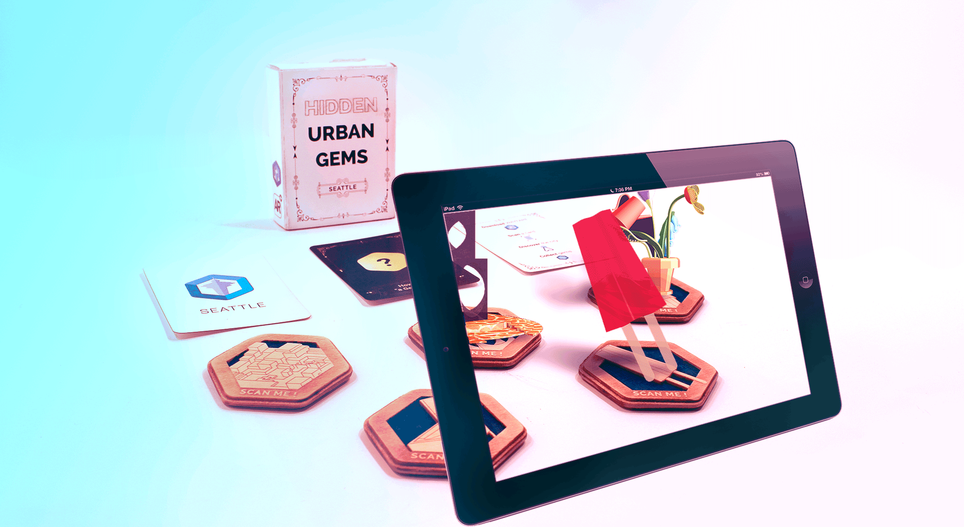 Hidden Urban Gems Deck & Augmented Reality (AR) Tokens by Sam To